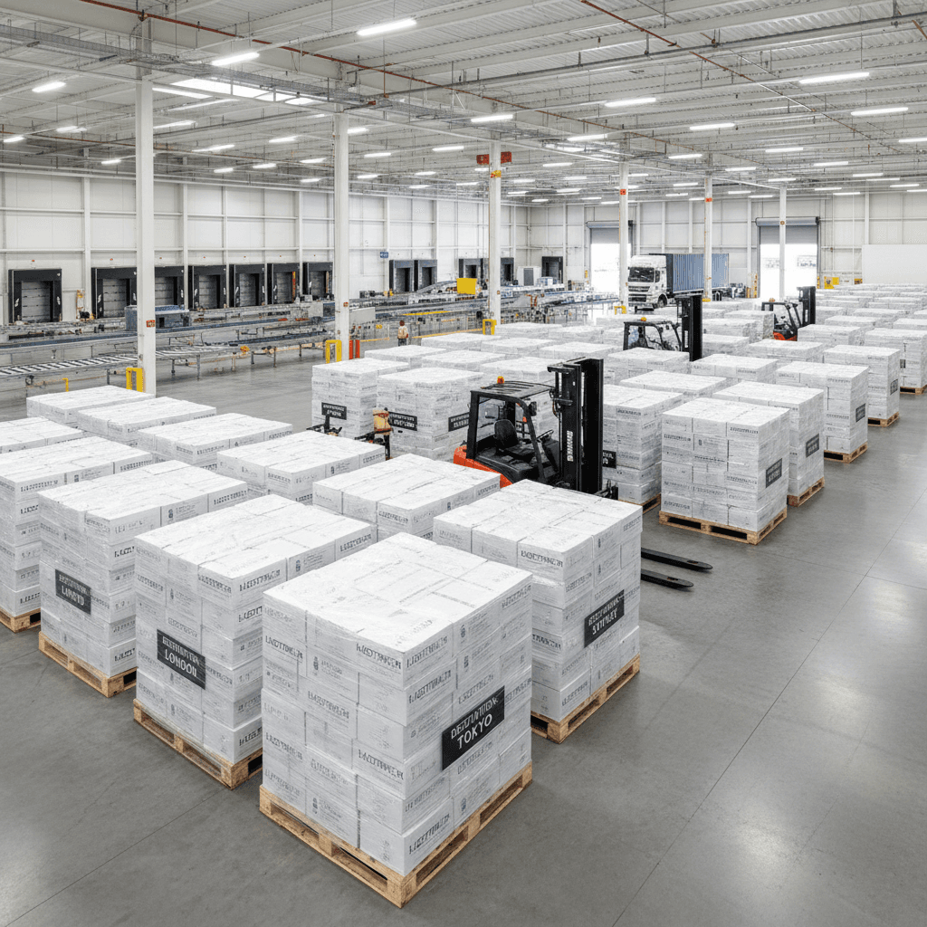 Pharmaceutical medications organized for export shipment